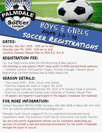 PYSL registration for 2025-26