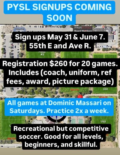 PYSL signup coming soon 2025-26